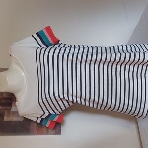 BORDEN Black and white striped, short sleeve top. Size 10. Pre-owned great cond.
